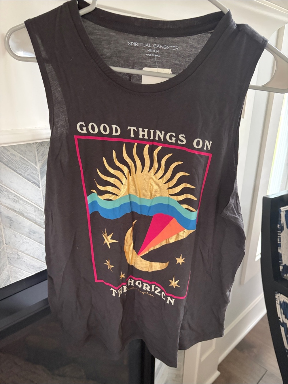 Evereve | Spiritual Gangster Graphic Tank Gray Size M NWT